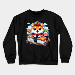 Women’s Cute Kawaii Sushi Shiba Inu Dog Crewneck Sweatshirt